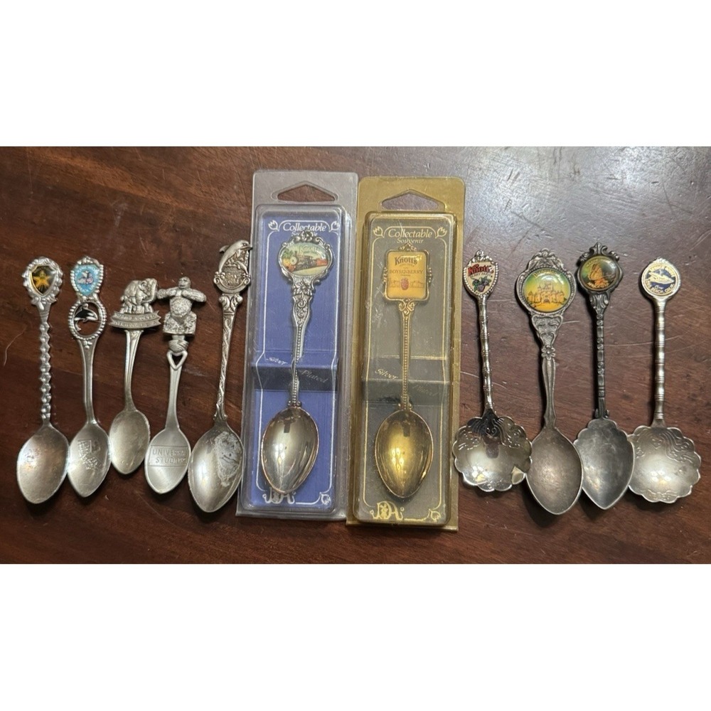 Souvenir Spoons Lot Some Silver Plate California Theme Parks Knotts Disneyland +